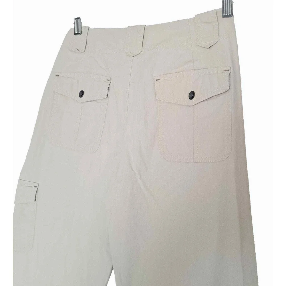 Eddie Bauer Cargo Pants Womens 10P Beige Khaki Ripstop Utility Mid Rise Casual